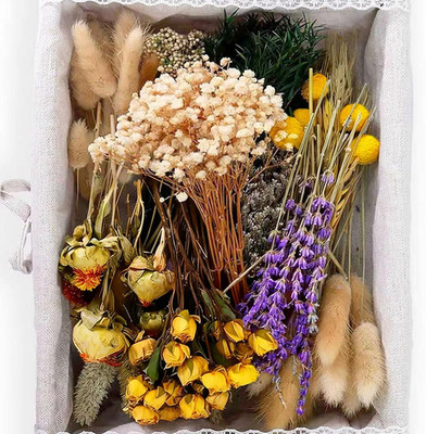 130Pcs DIY Mixed Natural Dried Flower Set, Preserved Flowers Bulk with Baby'S Br