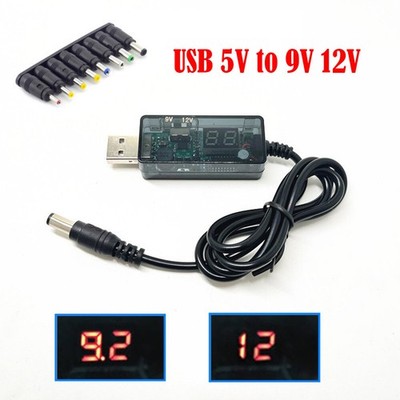 5V USB to DC 9V 12V Step-Up Converter Boost Cable Power Supply for Router+8 Plug