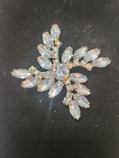 Vintage Blue Aurora Borealis Rhinestone Brooch Pin Statement