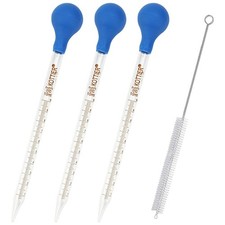 3Pcs 10ml Graduated Liquid Dropper Glass with Rubber Bulb and Cleaning Brush