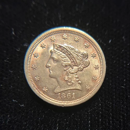 1861 US $2.50 Liberty Head Quarter Eagle Gold Coin Pre-1933 Uncertified