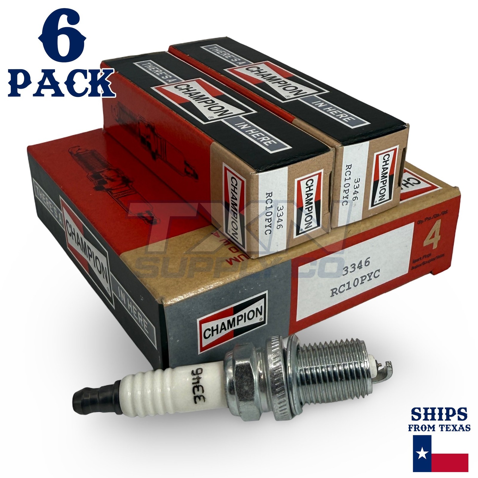 Champion 3346 Platinum Spark Plugs RC10PYC - 6 Pack