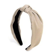 Womens Satin Knot Headband Wide Padded Hair Band Fashion Accessory Taupe