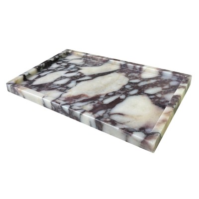 Natural Marble Vanity Tray, 10''x6'' Genuine Calacatta Viola Marble Tray for Ba...