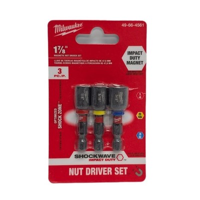 Milwaukee Tool 49-66-4561 Shockwave 1-7/8'' Magnetic Nutdriver Set 1/4, 5/16, 3/8