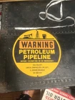 Vintage Warning Petroleum Pipeline Gas Circle Metal Sign 12"  Arco Pipeline Co.