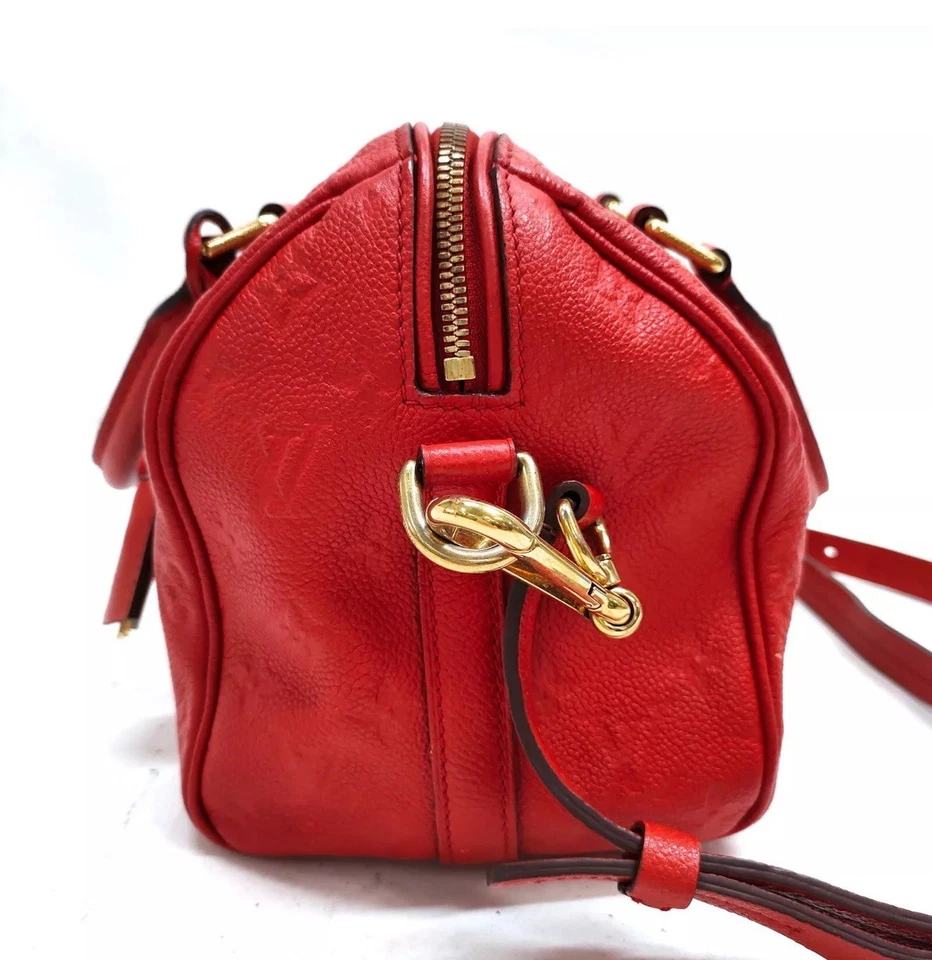 Louis Vuitton Red LV Monogram Empreiente Leather M40798 Speedy Bandouliere 25 - Image 3 of 4