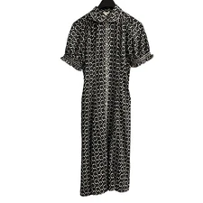 Max Studio Dress Womens S Black Floral Chiffon Button Down Maxi Boho Hippie