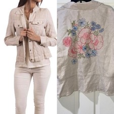 Liz Claiborne Collection Womens Jacket Linen Beige Vintage XL A001627