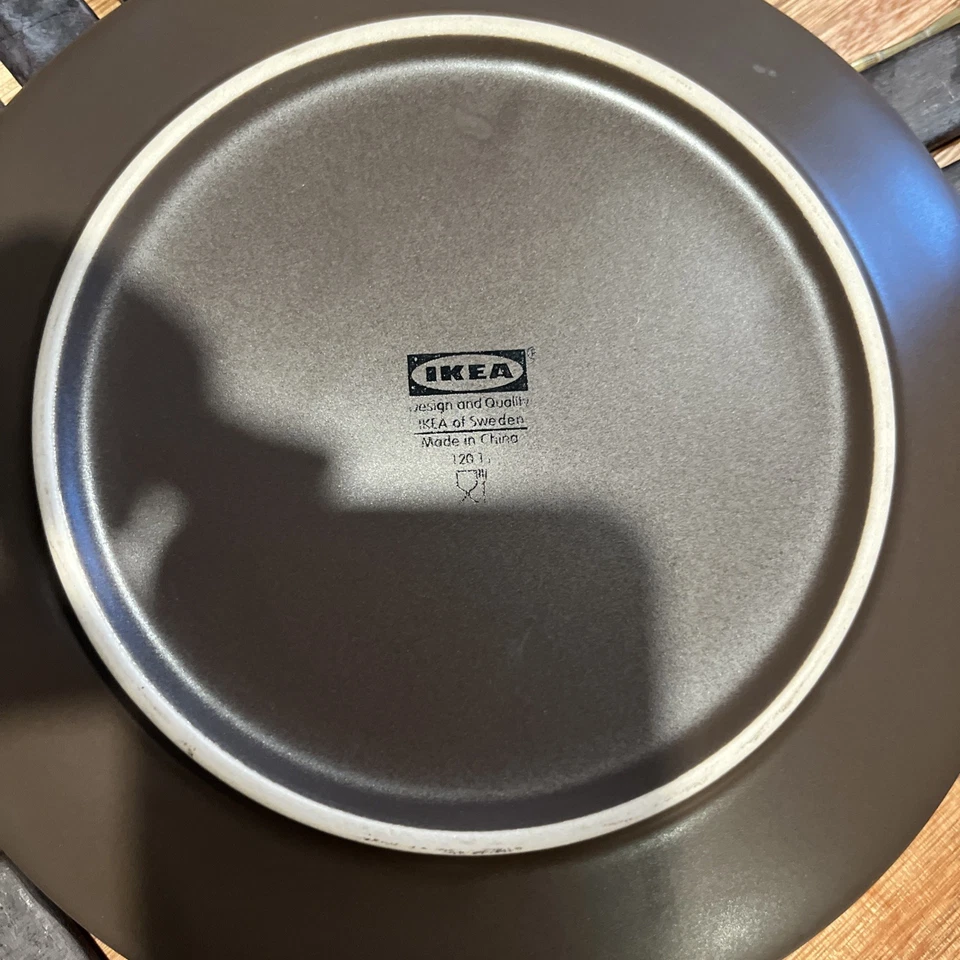 IKEA of Sweden 12011 Matte Sand& Brown Salad Plates 8” Round Set of 4 - Image 2 of 4