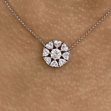 14K White Gold Pendant Necklace Round;heart Labcreated Diamond 2ct F/VS