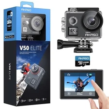 AKASO Action Camera V50Elite 4k 60fps Touchscreen, 64GB microSD Memory Car [NEW]