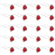 20 Pack Red Pearl Crystal Hair Pins Flower Rhinestone Hair Clips for Bridal We