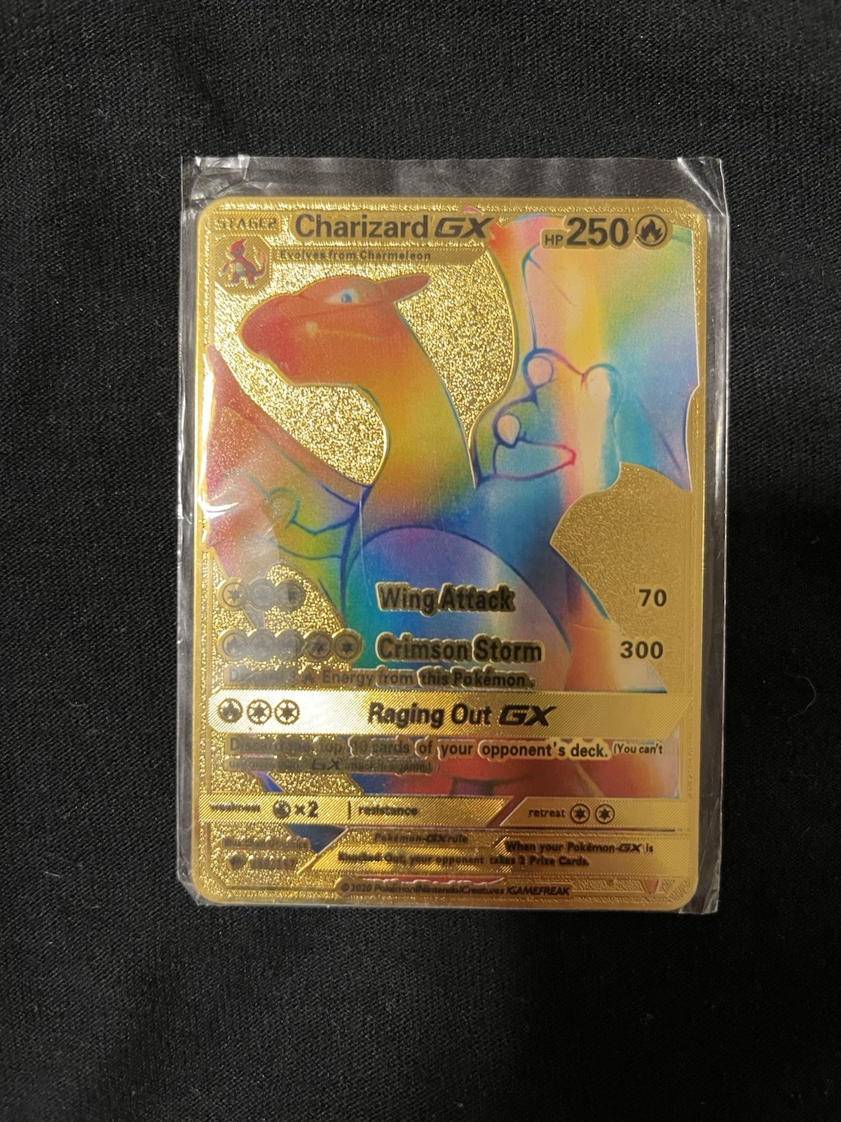 Pokémon Charizard GX Card HP250, Stage 2 Wing Attack
