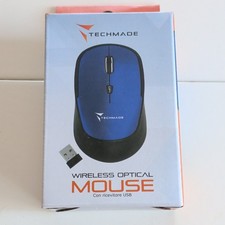 Techmade TM-XJ35-BL Mouse Ottico Wireless USB 1600 DPI 3 Pulsanti Blu/Nero