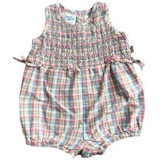 Vintage Baby B'Gosh OshKosh Smocked plaid Bubble One piece