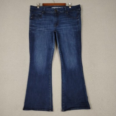 American Eagle Jeans Womens 18 Short Blue Kick Bootcut Mid Super Stretch Denim