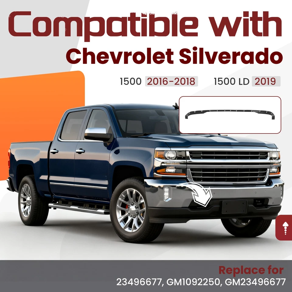 Front Bumper Valance For Chevrolet Silverado 1500 LD 2016-2018 19 Air Deflector - Image 2 of 4