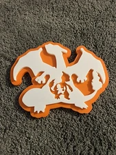 3D Printed Charzard Evolution Pokemon Hanging Wall Art