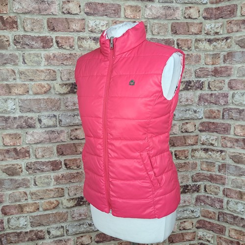 Chaleco reversible Y2K Benetton rosa blanco calentador de cuerpo pequeño para mujer - Imagen 12 de 21
