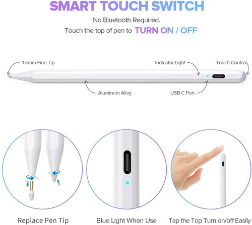 Lápiz lápiz óptico activo pantalla táctil iPad para iPad (2018-2020) y dibujo profesional - Imagen 5 de 7