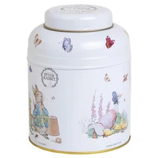 BEATRIX POTTER PETTER RABBIT ENGLISH BREAKFAST TEA CADDY WITH 80 TEA BAGS .
