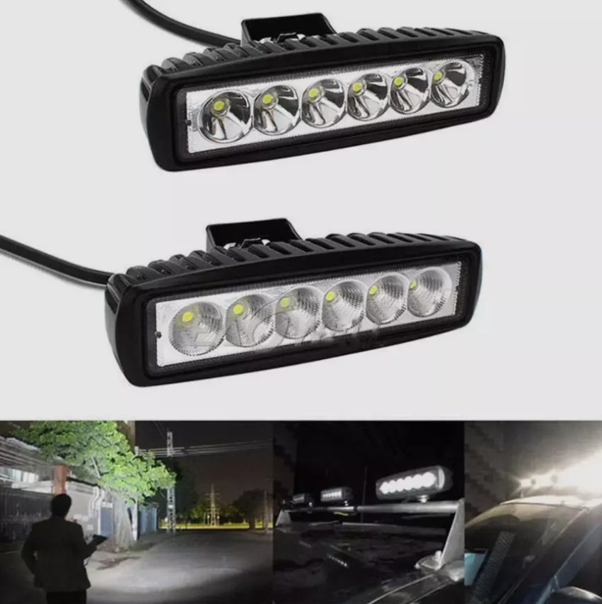 2x 6Inch LED Work Light Bar Flood Fog Lamp For Driving Offroad Truck SUV ATV 18W