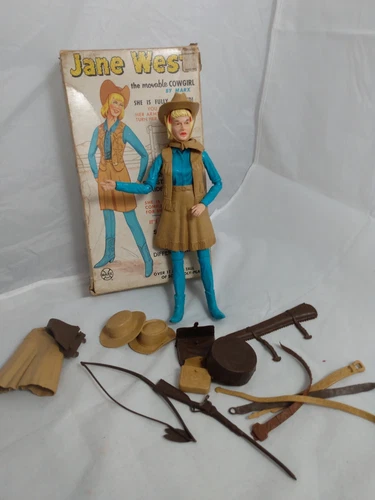 Vintage Jane West Aqua Cowgirl Doll 2067 with Box & Accessories Marx 1966
