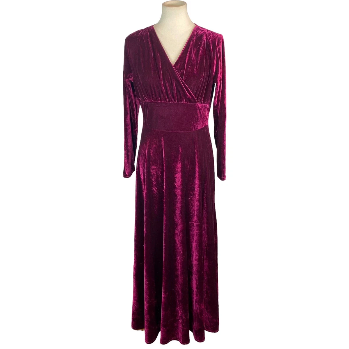 NWT Urban Coco Womans Velvet Long Dress Size L Maroon Wine Witch Renaissance