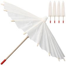 5PCS Japanese Umbrella Blank Oil Paper Umbrella Props Wood Child White Parasol