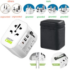 LENCENT Grounded Universal Power Plug Adapter Travel Adapter for US to AU EU UK