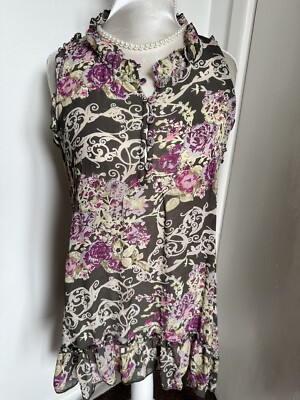 River Island Lace top size 10 Crochet Sequin Floral Shimmer Sheer