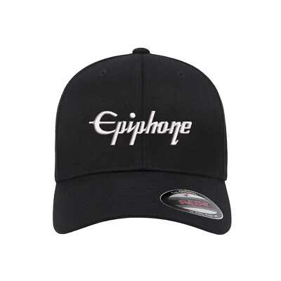 Epiphone Logo Embroidered Flexfit Hat Flat and Curved Black, Navy, Olive, Grey