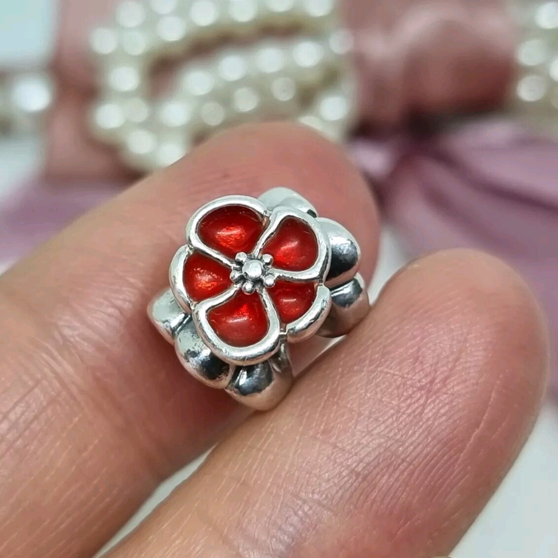 Jewelry Charms Poppy Flower Charm Porcelain And Gilded Brass Poppy