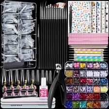 Fake Nails Kit Press On Nail Supplies Clear Coffin Nail Tips With Nail Stand ...