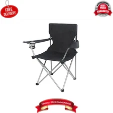 Black Camping Folding Chair with Cup Holder and Carry Bag, Portable, (PACK OF 1)