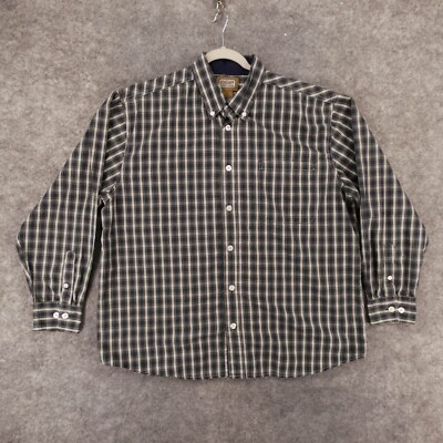 CE Schmidt Workwear Shirt Men Extra Large Long Sleeve Button Up Navy Green Plaid