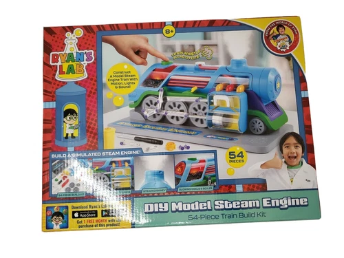 2020 Ryan's World DIY Model Steam Engine 54-Piece Train Building Kit Age 8+ New