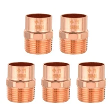 5 PCS EFIELD 1"  C x 1" MNPT Copper Male Adapter Fittings, Lead Free
