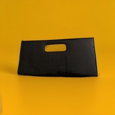 Black 13"x 6.5 "Clutch PVC Crocodile Pattern Polyester Lining