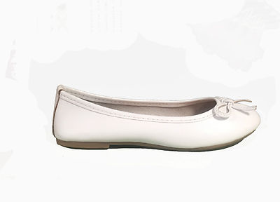 GIOSEPPO ATUSE SHOES GIRL/GIRL, WHITE LEATHER BALLERINAS WITH BOW