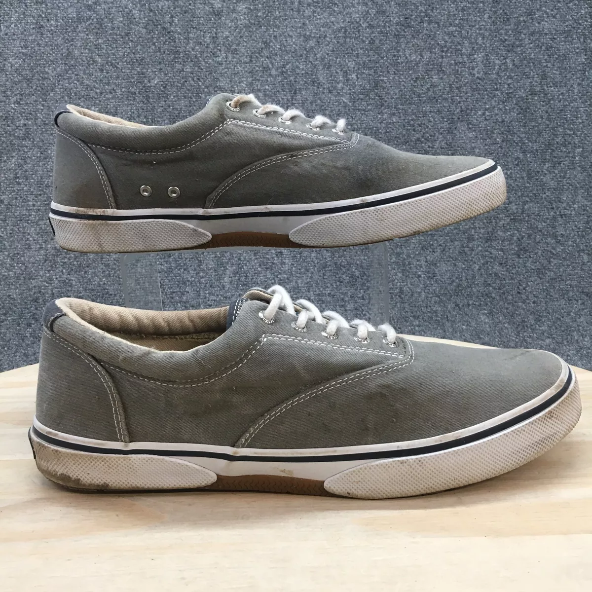 Gray sperry store sneakers