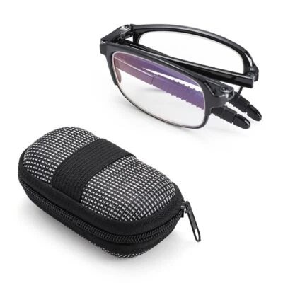 Eyewear Lightweight with Zipper Case Folding Presbyopic Glasses Reading Glasses