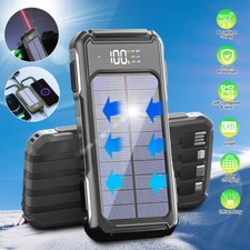 20000mAh Solar Power Bank LED Portable Charger For Cell Phone LED Light 4 Cables