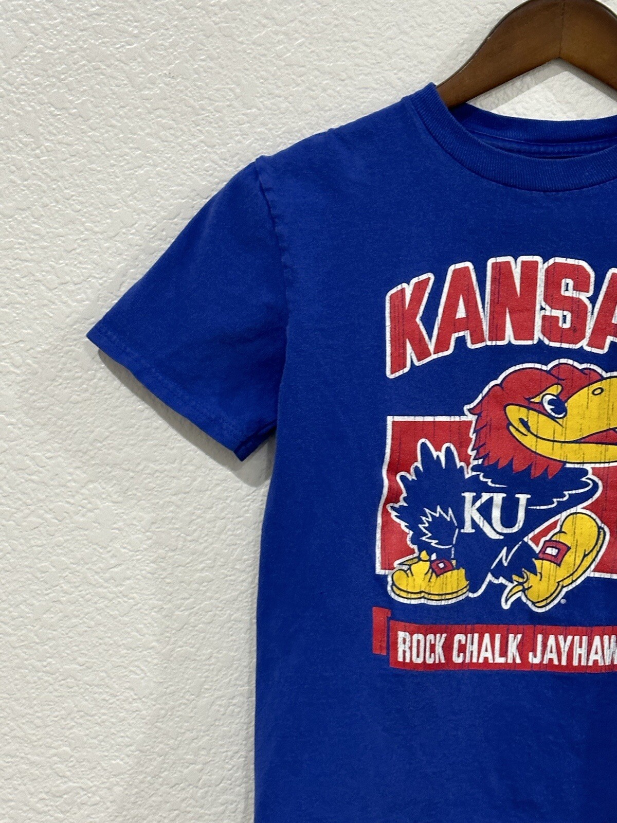 Kansas Jayhawks Shirt Youth Medium Blue Champion Rock Chalk Jayhawks