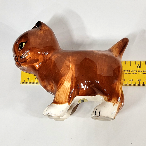 Vtg Seymour Mann Cat Kitten Brown White Porcelain Figurine Japan Tail Up 5" Read - Picture 12 of 13