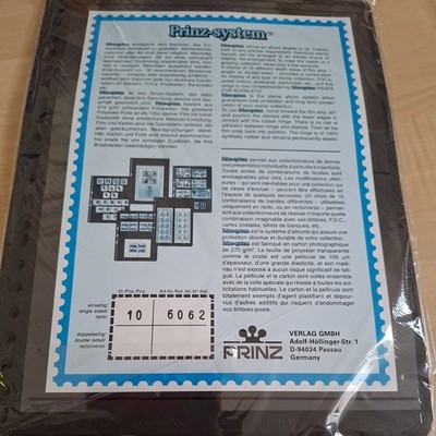 PRINZ Briefmarkenalbum schwarz Seiten 2 Streifen einseitig 10er Pack.
