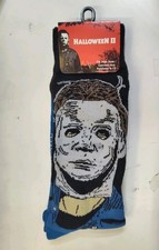 Halloween 2 Blue Novelty Crew Socks 1 Pair Adult Shoe Size 6-12 NWT