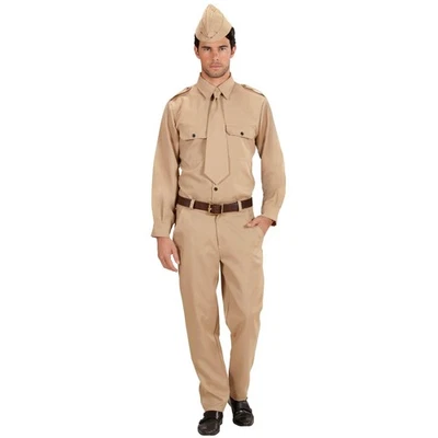 Widmann Ww2 Soldier (Shirt, Pants, Tie, Hat) (M) Beige / Skin Color - Imagen 1 de 4