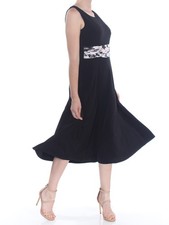 JESSICA HOWARD Womens Black Sleeveless Scoop Neck Midi Fit + Flare Dress 8